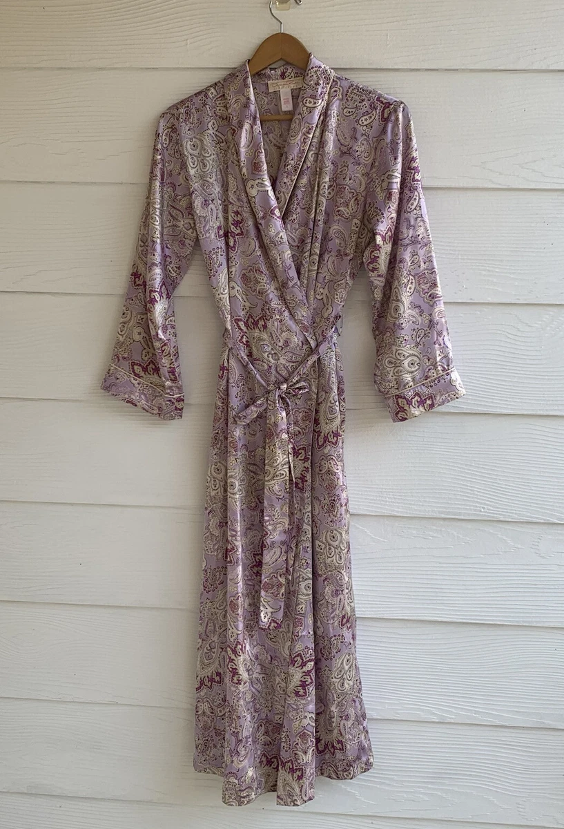 Oscar de la Renta Pink Label Satin Floral Paisley Robe Size Small S Purple  Long | eBay