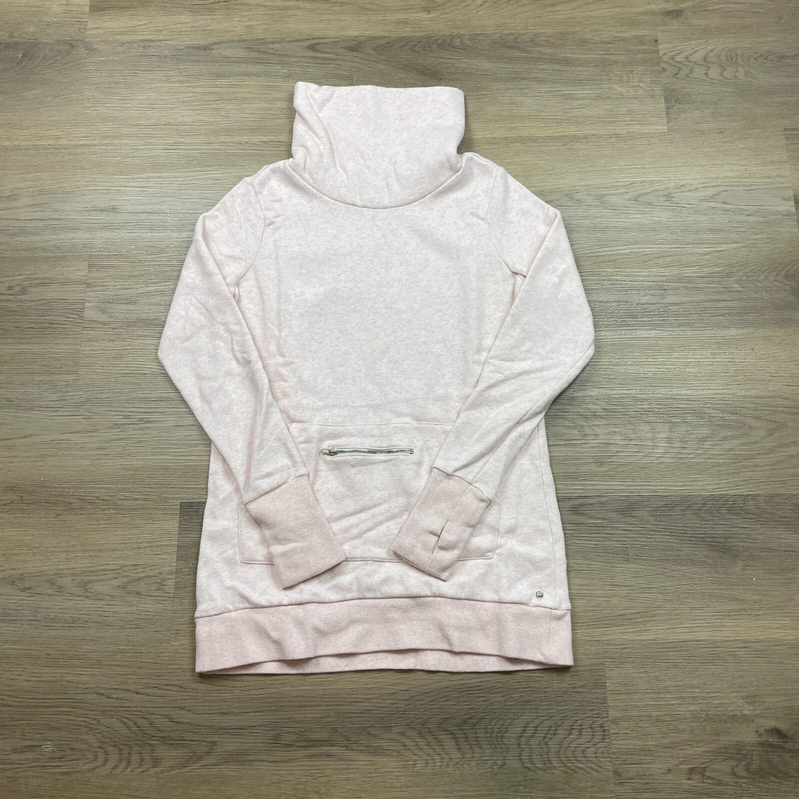 Fabletics Womens XS Pink Fleece Turtleneck Zip Pocket Sweatshirt-image