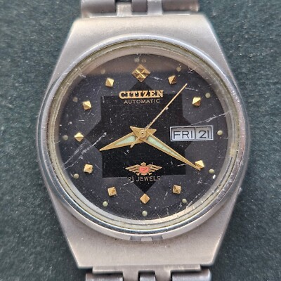 Citizen black Face Day&Date Automatic 21 Jewels Japan Wrist Watch