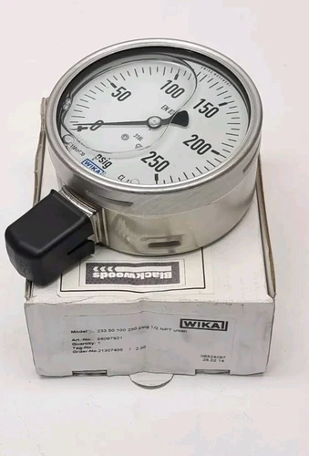 Wika 233.50 100mm 250psig 1/2 NPT 316L Lower Mount Pressure Gauge 68097921