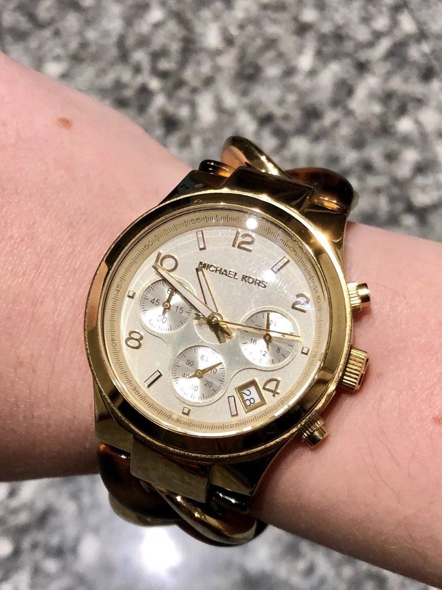 Michael Kors MK 4222 Gold Tone Chain Tortoise Watch