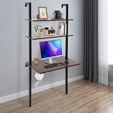 Wall Mount Writing Table Space-saving Desk With Storage Bookshelf Floating Shelf