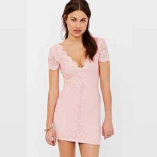 Urban Outfitters Kimchi Blue Pink Lace Mini Dress