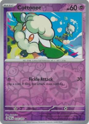 COTTONEE 034/091 PALDEAN FATES POKEMON (REVERSE HOLO, NM)