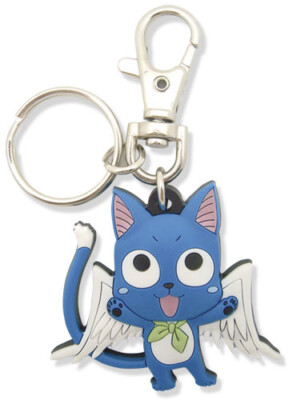 Fairy Tail Authentic Anime Happy PVC Rubber Key Chain * NEW SEALED *