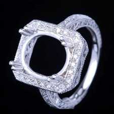 12x10mm Oval 1/5ct Natural Diamond Semi Mount Engagement Ring Sterling Silver