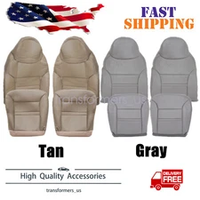 Front Bottom & Lean Back Leathe Seat Cover Tan/Gray For 2000-2001 Ford Excursion