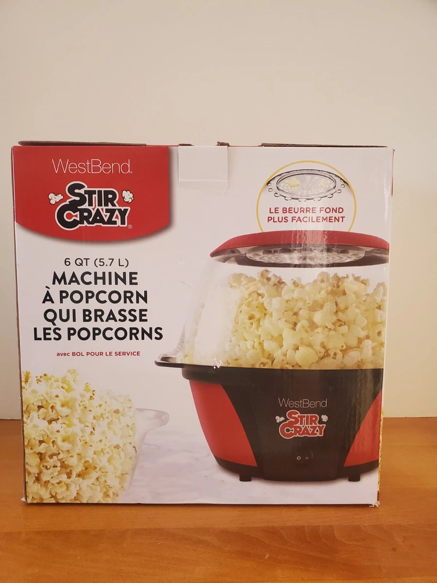 West Bend, Stir Crazy Electric Popcorn Popper Machine, 6-Quart, Red