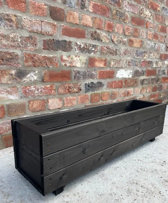 RUDDINGS WOOD Wooden Garden Planter Trough Patio Flower Plant Pot Basket Box Black