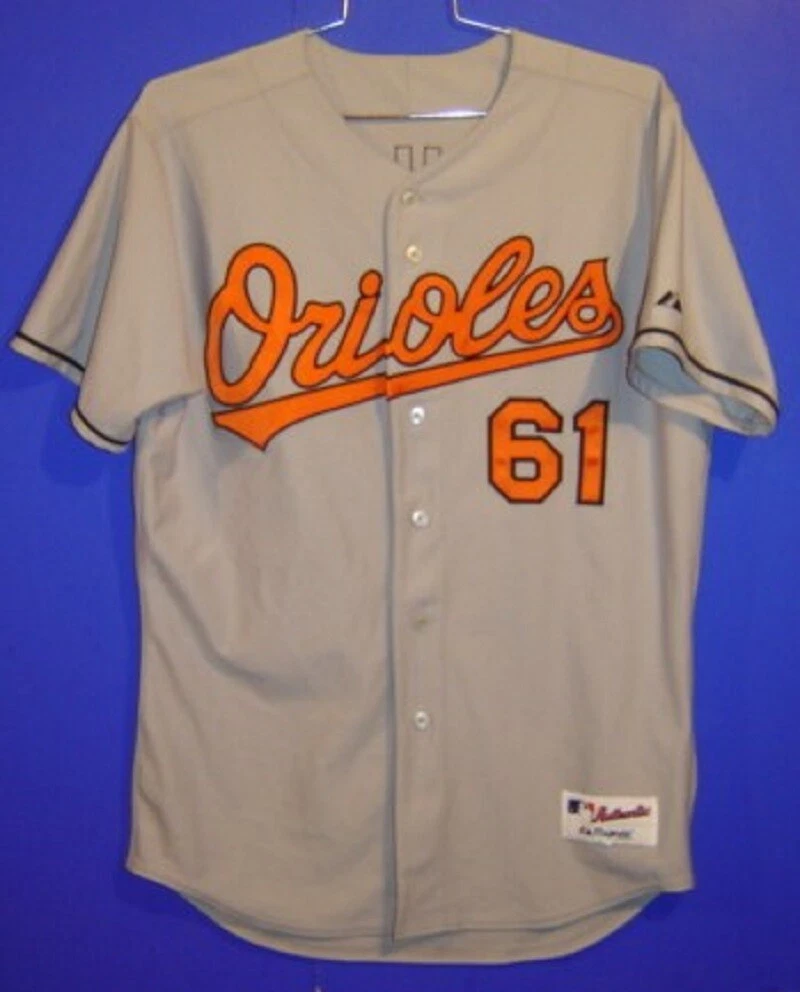 Baltimore ORIOLES #61 HILL GRAY BUTTON-DOWN SIZE 48 JERSEY w/FOUR FREE CAPS