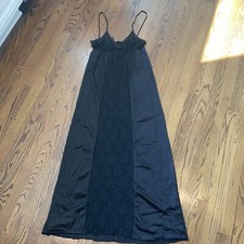 VTG 80s 90s Y2K Maxi Nightgown Black Sheer Lace Dark Romantic Witchy Whimsigoth