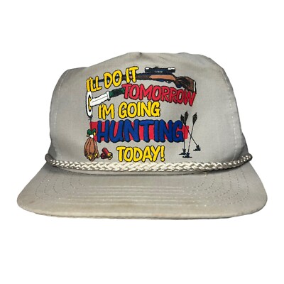 Vintage I'll Do It Tomorrow I'm Going Hunting Today! Strapback Hat OS