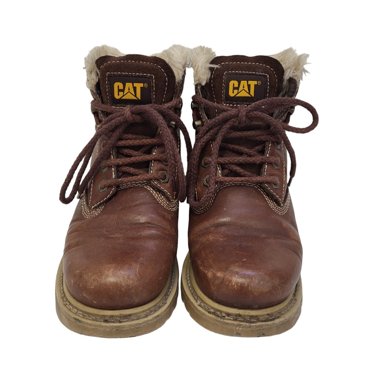 Rigger Boots Caterpillar Fur Lined Boots CAT Brown Fur Lined Work