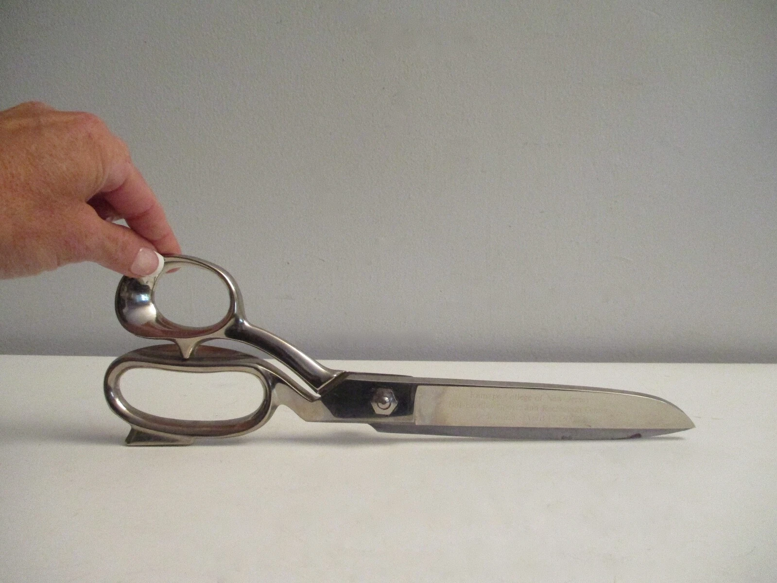 12” Ribbon Cutting Shears Scissors Italy Chrome Engraved Bill Bradley NJ Senator