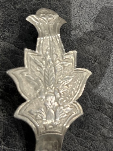 Antique Arts&Crafts Style Hammered& Embossed Unmarked Silver Caddy Spoon 10.37g - Picture 6 of 9