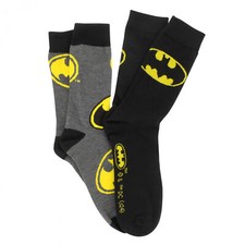 Batman Suit and Logos 2-Pair Pack of Crew Socks Multi-Color