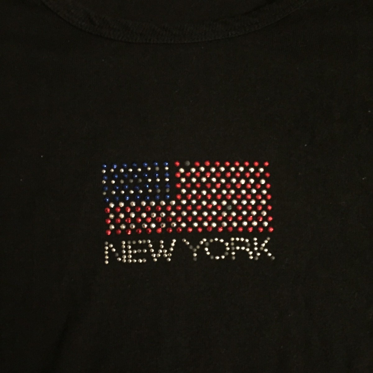 Vintage New York Y2K 2000s Bedazzled American Flag Shirt Women's