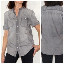 Vintage 90s cotton shirt, Short sleeve Denim style Button Shirt, XS
