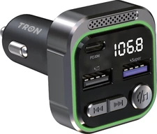 TRON 30W Car Bluetooth FM Transmitter & Power Adapter, 3-Port 2 USB-A + USB-C