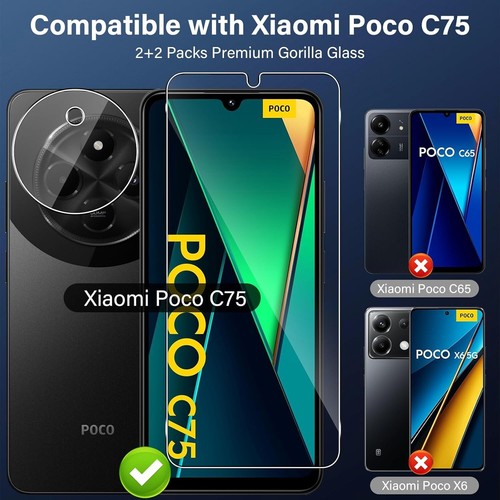 2x Schutzglas + 2x Kameraschutz für Xiaomi Poco C75 5G / Xiaomi Redmi 14C 9H HD - Bild 2 von 7