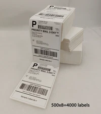 4000 4x6 Fanfold Direct Thermal Shipping Labels for Zebra & Rollo Printers