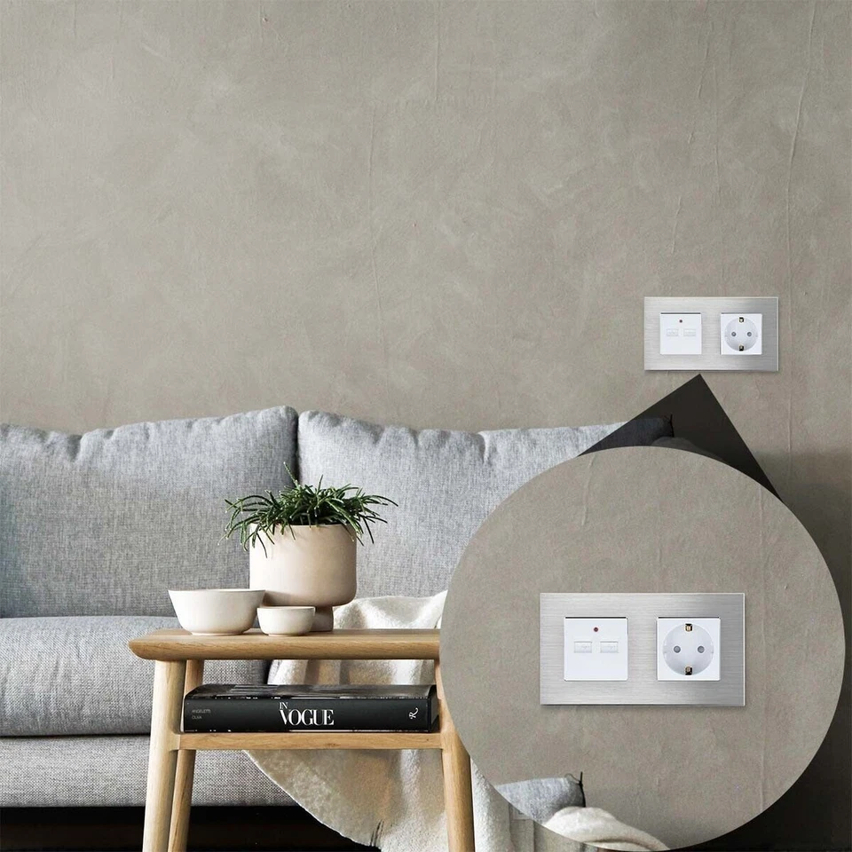 Wippschalter Steckdose Lichtschalter Dimmer Bewegungsmelder Aluminium Luxus-Time - Bild 2 von 4