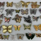 Lot 34 Vintage Now BUTTERFLY Collection BROOCH Rhinestone Enamel Costume Jewelry