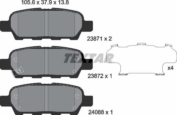 Textar Bremsbelagsatz, Scheibenbremse 2387101 FüR Infiniti Passend FüR Nissan-image