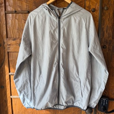 ASICS Hooded Windbreaker Jacket Mens Large Grey Full Zip Running Activewear