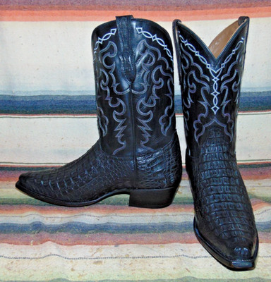 Mens Rujo The Kirby Black Hornback Caiman / Leather Cowboy Boots 14 D New in Box