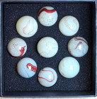 9 MINT Ultra UV-Reactive DAS Milky Oxblood Glass Marbles 3/4".  HTF.  Lot 0187 — photo 2