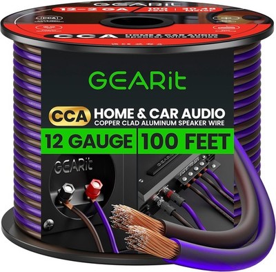 12 Gauge Speaker Wire - 100ft, Flexible Speaker Cable with Polarity Markings & F