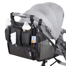 SUNVENO 2 Pcs Universal Stroller Organizer With Cup Holders, Large capacity for