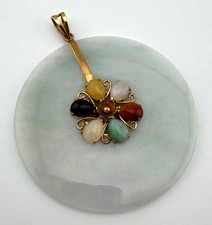 14K Yellow Gold Jade Pendant Vintage 18.1g