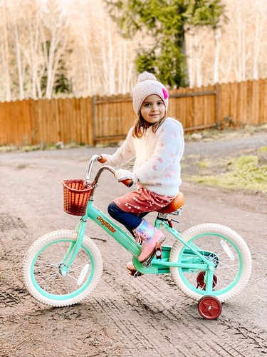 16 Inch Kids Bikes with Training Wheels & Basket, Vintage Girls Bike for Todd... - Picture 7 of 8