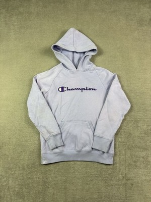 Champion helllila Spellout Pullover Hoodie Mädchen Größe L Mängel