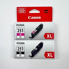 2 Pack New Genuine Canon Pixma 251 Black  Magenta XL Ink Cartridges OEM SEALED