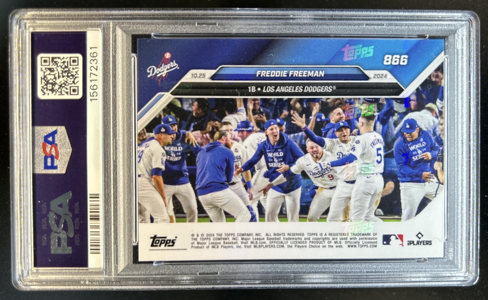 2024 Topps Now Freddie Freeman #866 Dodgers PSA 10 GEM MINT view 2