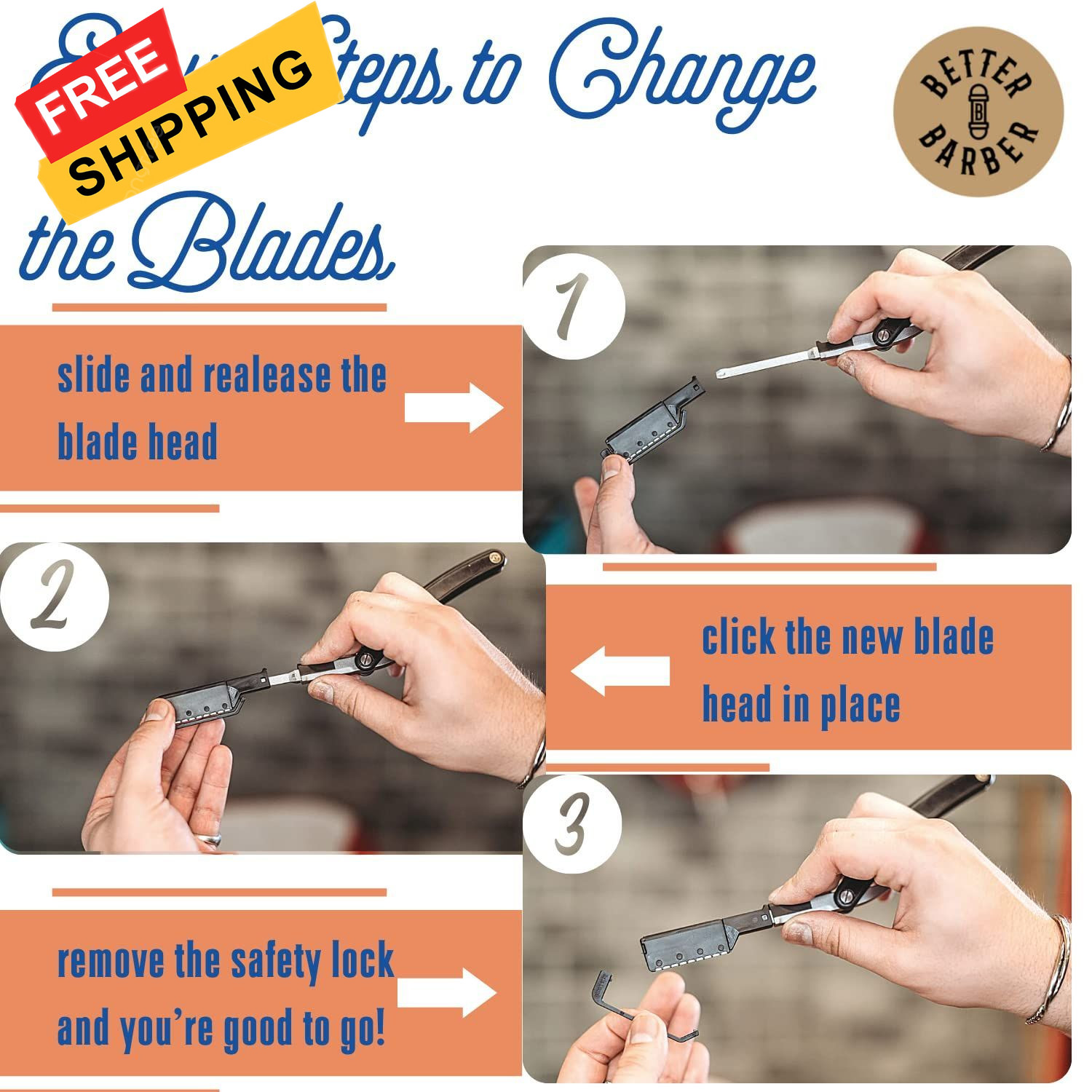 10 Better Barber Homie Edition Razor Blades - Men's Safety for... 