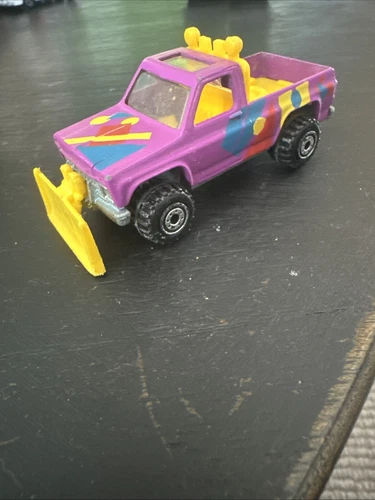 1979 Hot Wheels Purple Chevy Truck With Yellow Plow Vintage Toy Car Mattel Inc