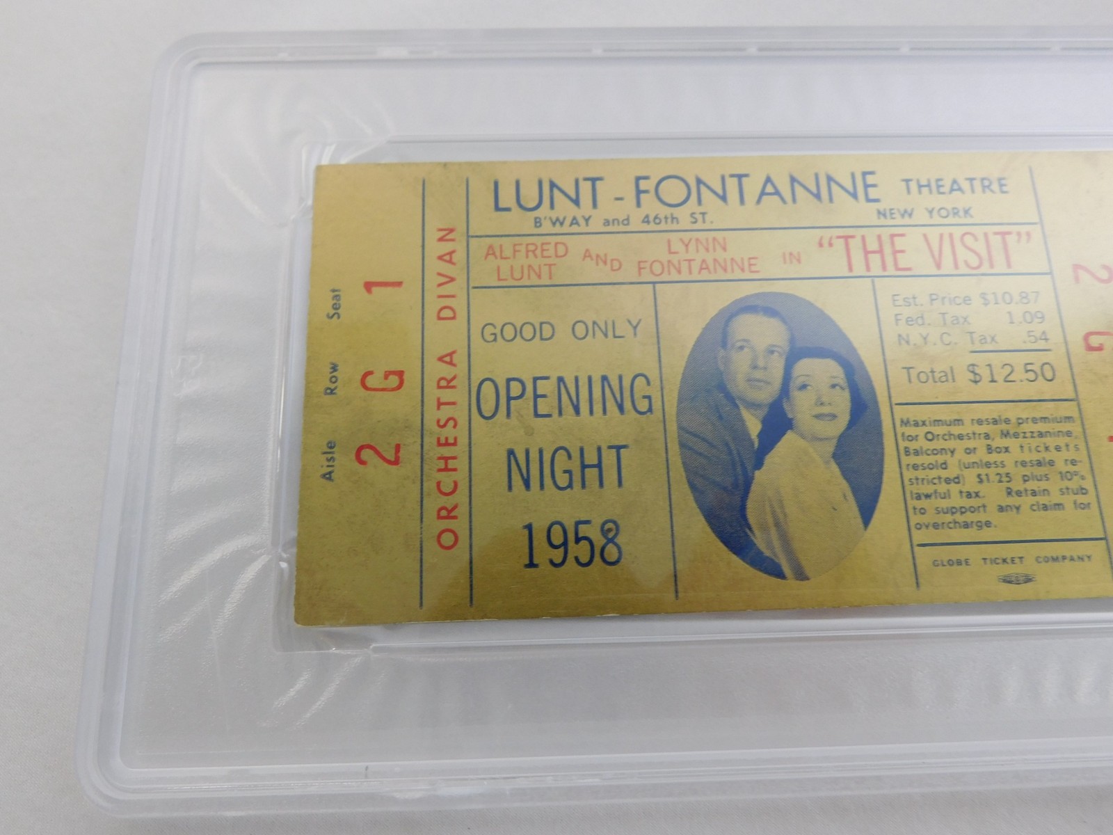 1958 Lunt-Fontanne Theater Opening Night Golden Tickets x2 The Visit Play 2nd Ro