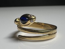 750 18K Gold  Snake Ring mit Saphir Vintage Damen Schlangenring RG 55/56