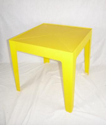 Vtg 60s 70s Cheinco BRIGHT Yellow Plastic Parsons Table 16” SQ