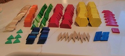 194 Geometric Pattern Blocks  Wooden Plastic Shapes Manipulatives 