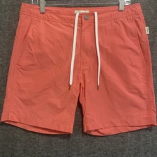Onia The Calder Swim Trunks Men 33 Board Shorts Pink Drawstring Lined Beach 7.5"