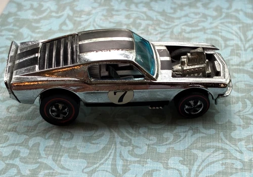 Hot Wheels 1969! Mustang Boss Hoss HK in chrome, used in 75%+ condition,blk int.