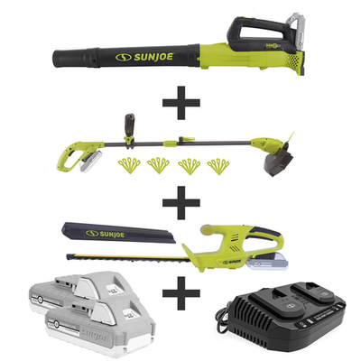 #ad Sun Joe 24V Cordless 3 Tool Garden Combo Kit: Hedger Trimmer amp; Leaf Blower Free $102.90