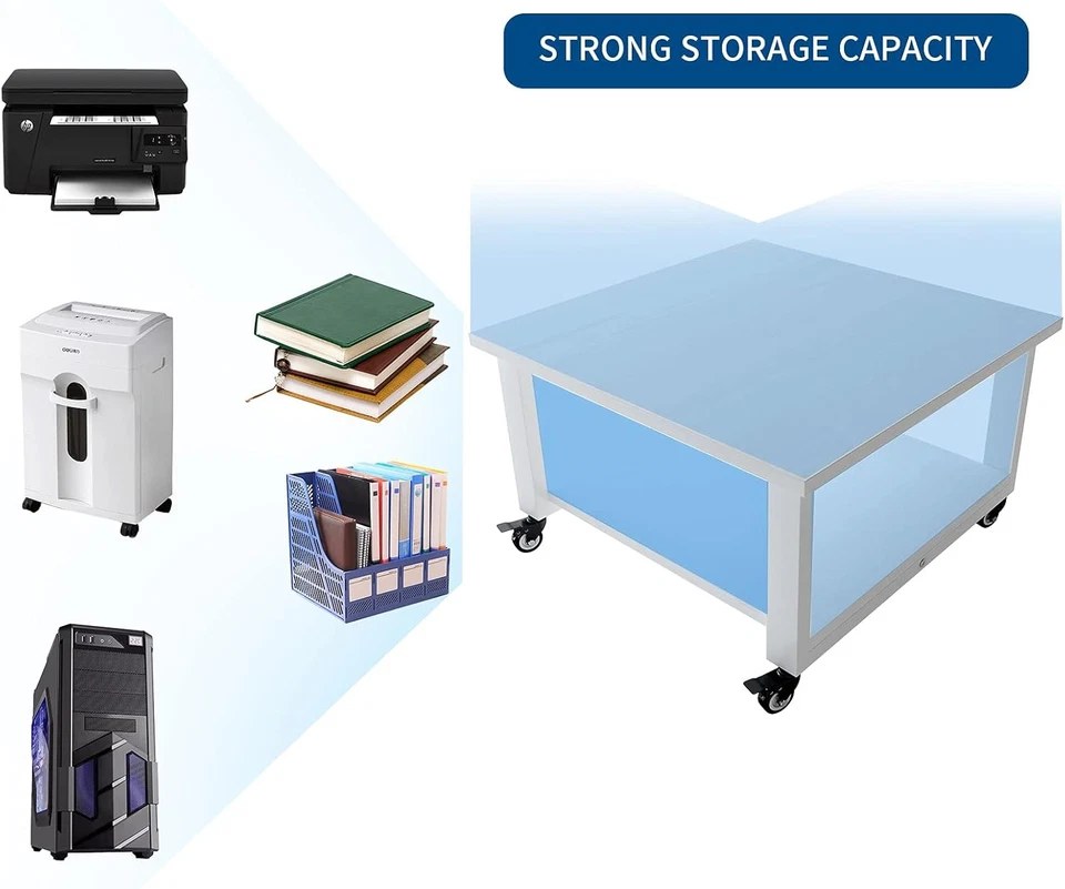 Soporte para impresora láser de 2 niveles, 19,7''x19,7''x12,6'' soporte para copiadora de mesa de impresora grande Foto 4 de 4