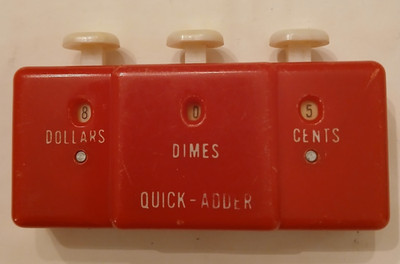 Vintage Retro 1960s Working Quick Adder #6319 Red Plastic Button Grocery Counter