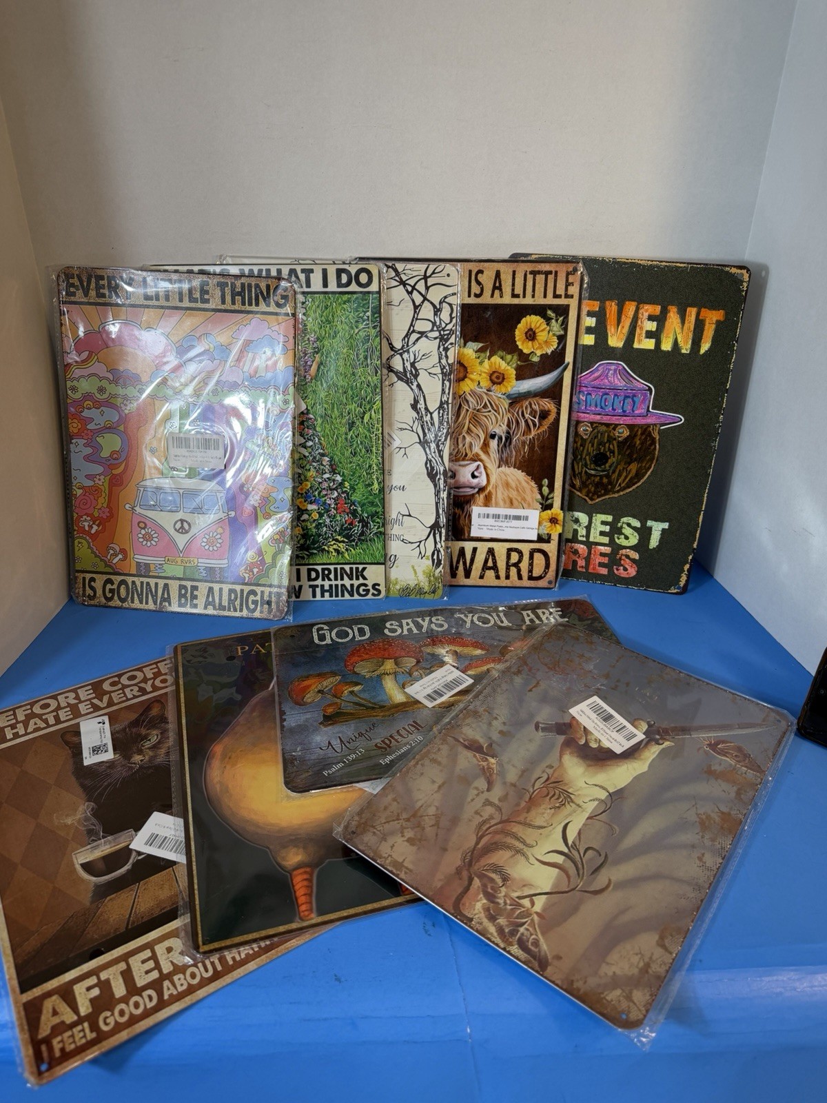 Metal Signs—Decor Featuring Retro, Hippie, And Nature-Themed Prints.